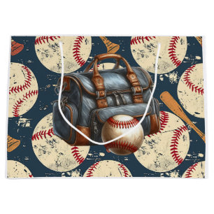 Baseball player heart shape  Valentine's Day love Large Gift Bag