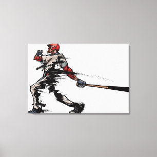 Baseball player holding bat, side view canvas print
