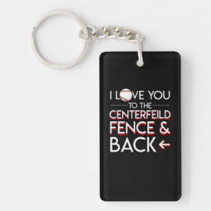 Baseball Player Love Centerfield Fence Back Keychain