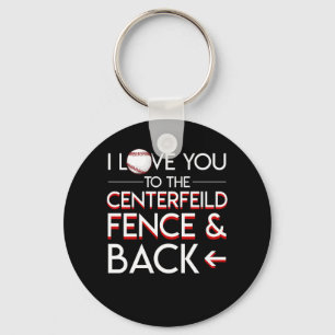 Baseball Player Love Centerfield Fence Back Keychain