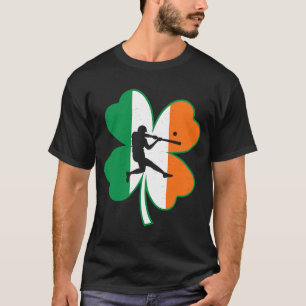 Baseball Player Lucky Shamrock Ireland Flag St Pat T-Shirt