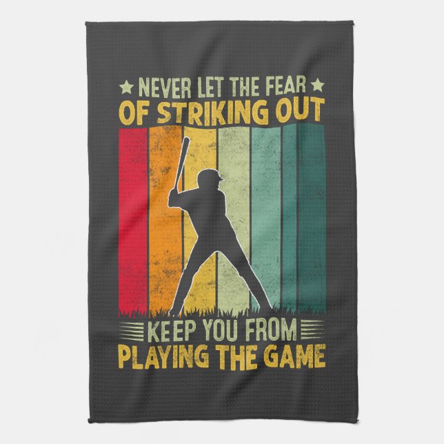 Baseball Player Motivation Kitchen Towel (Vertical)