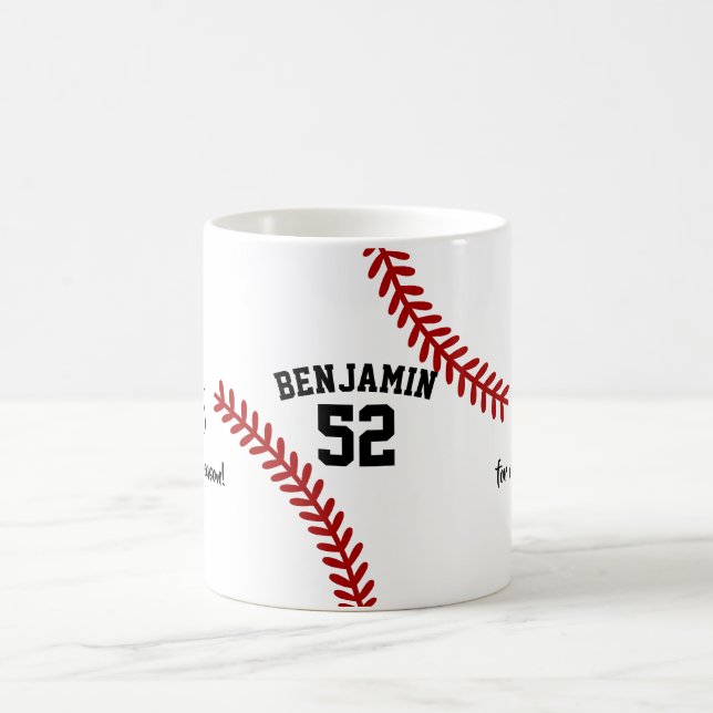 Baseball player name and number coffee mug (Center)