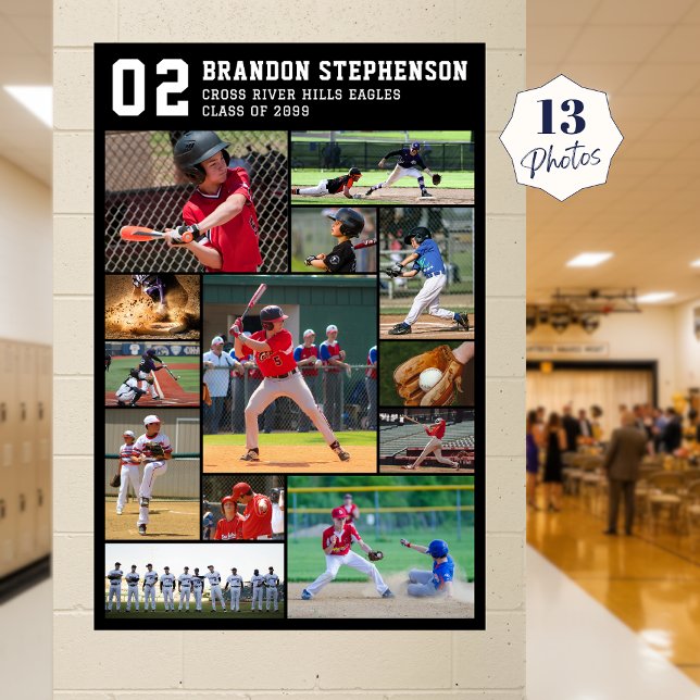 Baseball Player Name Number 13 Photo Collage Poster (Creator Uploaded)