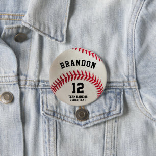 Baseball Player Name Number Parent 3 Inch Round Button