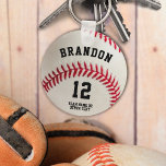 Baseball Player Name Number Personalized Keychain<br><div class="desc">Ideal gift for the baseball player,  coach or player's fan you know. Personalize with name,  jersey number,  team name or other custom text. Contact the designer via Zazzle Chat or makeitaboutyoustore@gmail.com if you'd like this design modified or on another product.</div>