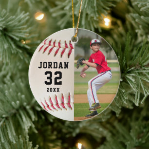 Baseball Player Name Number Photo Ceramic Ornament