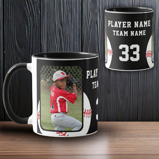 Baseball Player Name Number Team 2 Photos Mug (Creator Uploaded)