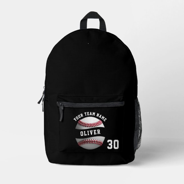 Baseball Player Name Number Team Name Sports Printed Backpack (Front)