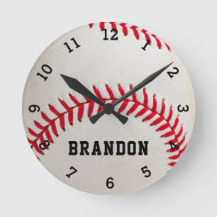 Baseball Player Name Personalized  Round Clock