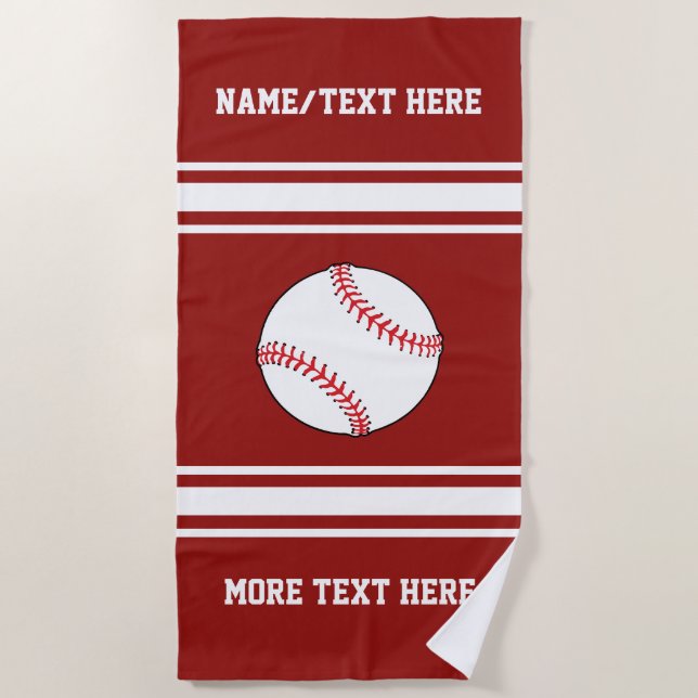 Baseball Player Name Team Club Name Custom Colour Beach Towel (Front)