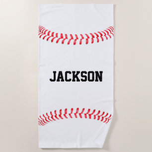 Baseball Player Name, Team Name or Text Custom Beach Towel