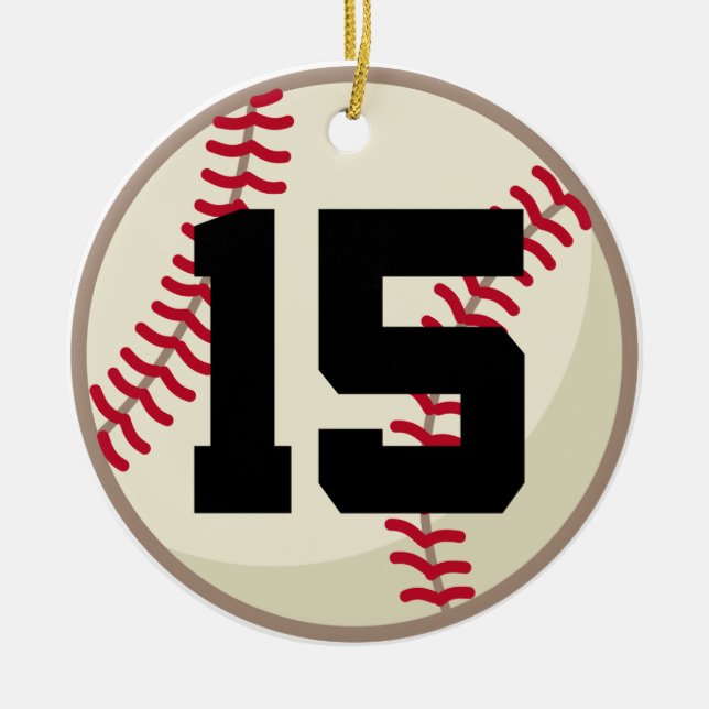 Baseball Player Number 15 Ornament (Front)