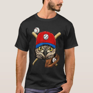 Baseball Player Owl Bird Pitcher Catcher Baseball T-Shirt