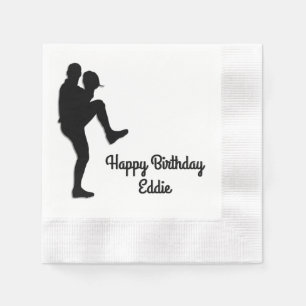 Baseball Player Personalized Birthday Napkin