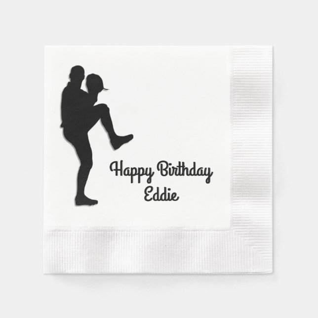 Baseball Player Personalized Birthday Napkin (Front)