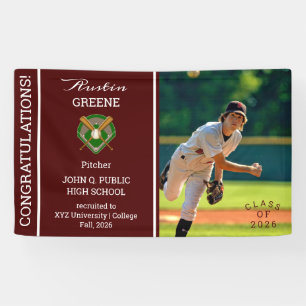 Baseball Player Photo Maroon Graduation Banner