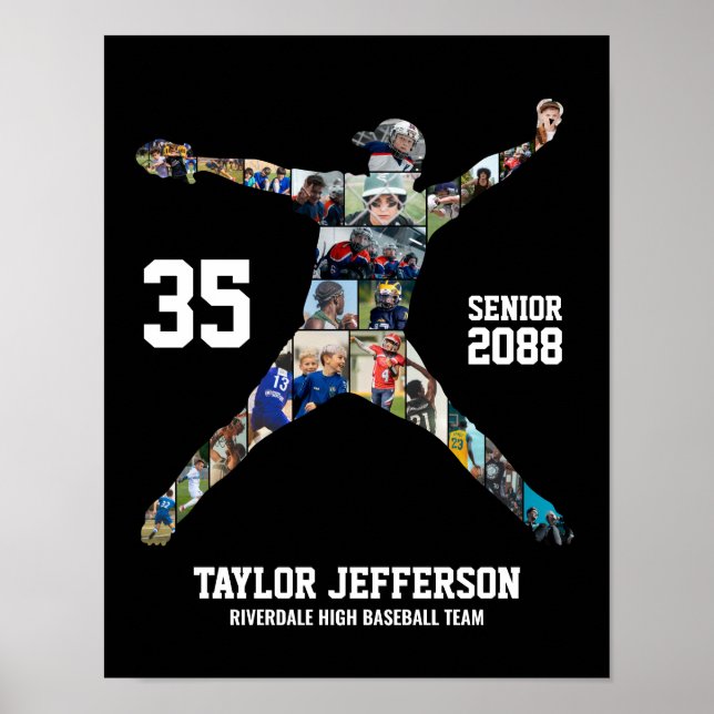 Baseball Player Pitcher Sports Photo Collage Poster (Front)