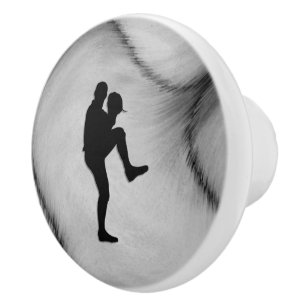 Baseball Player Pitcher Windup Ceramic Knob