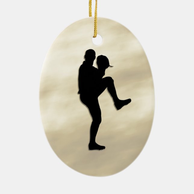 Baseball Player Pitcher windup Ceramic Ornament (Back)