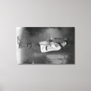 Baseball Player Portrait holding Bat Canvas Print