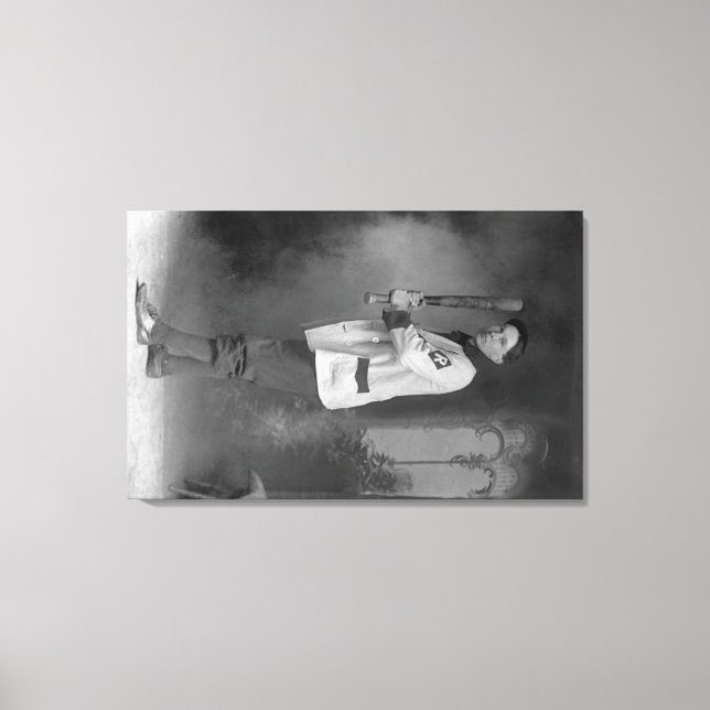 Baseball Player Portrait holding Bat Canvas Print (Front)