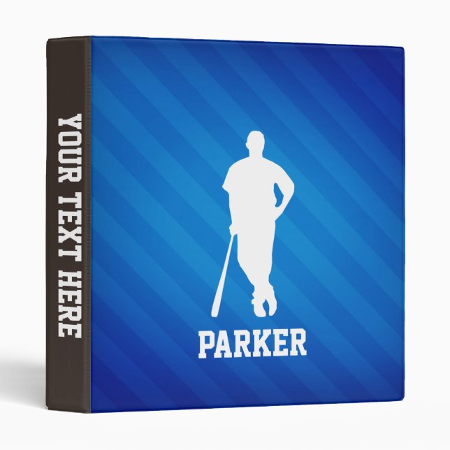 Baseball Player; Royal Blue Stripes Binder (Front/Spine)