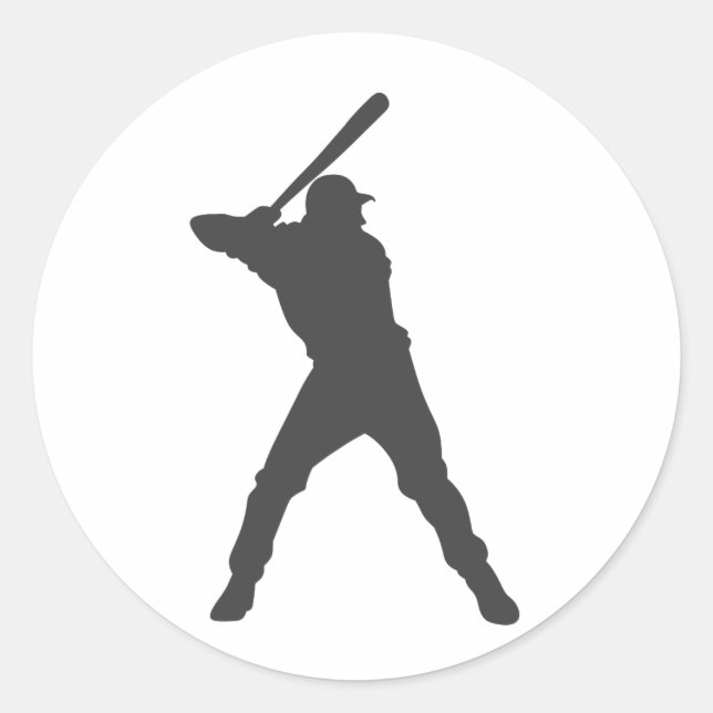 Baseball  player  silhouette classic round sticker (Front)