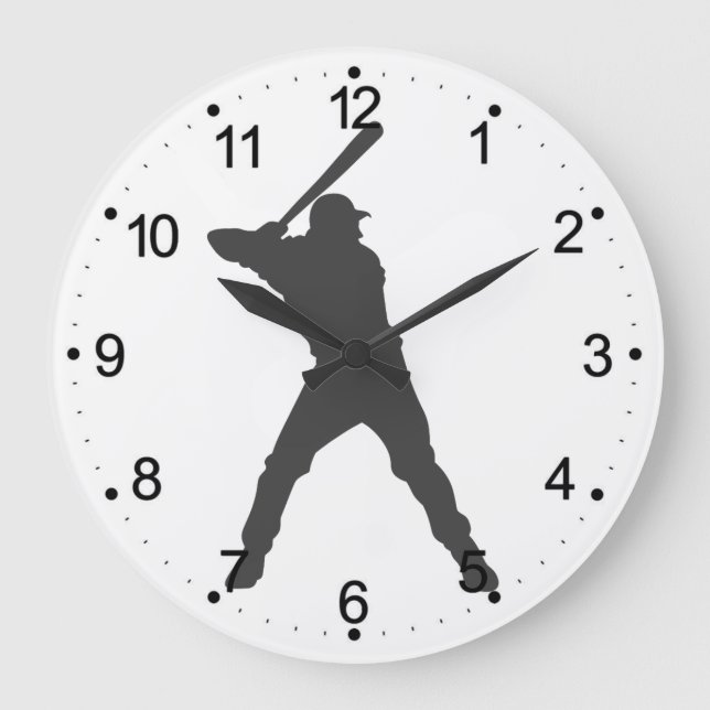 baseball player silhouette large clock (Front)