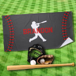 Baseball Player Silhouette With Name Bath Sports Beach Towel<br><div class="desc">Are you searching for a special and customized present for the baseball fan in your life, something for a kid who loves baseball, or perhaps you want one for the baseball coach? Look no further than our personalized Baseball Game Sports Towel, which features a silhouette of a baseball player hitting a...</div>