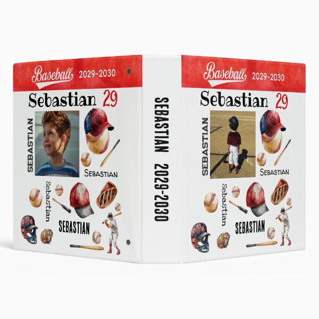 Baseball Player Softball PERSONALIZED Photo & Name Binder (Background)