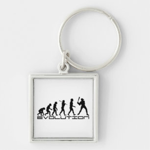 Baseball Player Sport Evolution Art Keychain