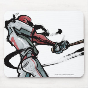 Baseball player swinging bat, side view mouse pad