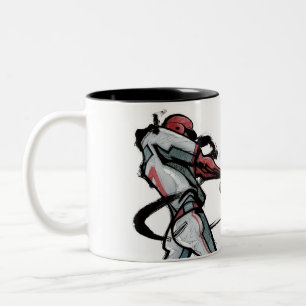 Baseball player swinging bat, side view Two-Tone coffee mug