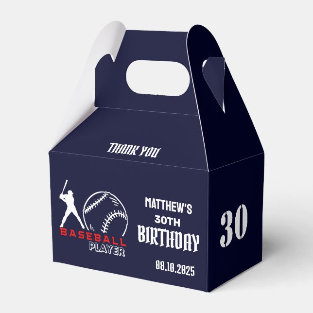 Baseball Player, Team, Birthday Favour Box (Back Side)