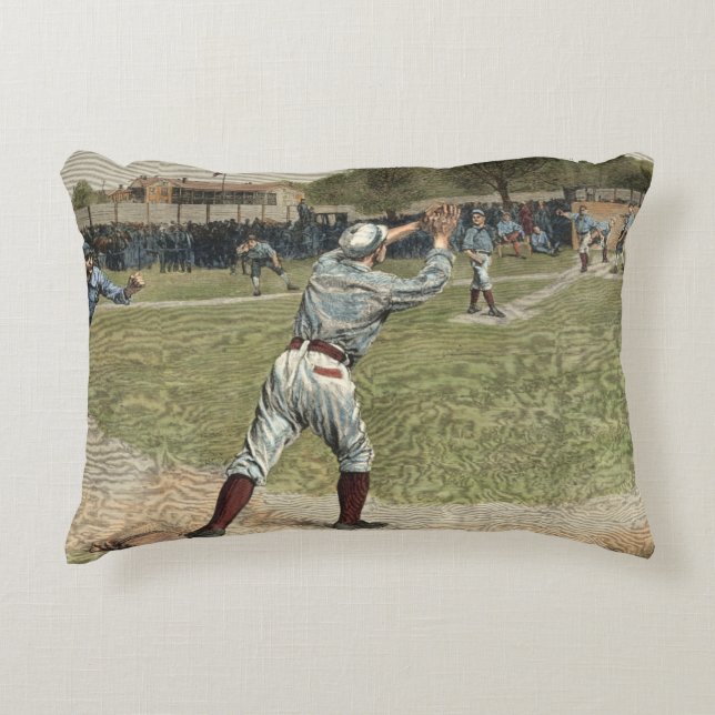 Baseball Player Thrown Out at Second Base Accent Pillow (Front)