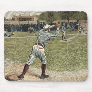 Baseball Player Thrown Out at Second Base Mouse Pad