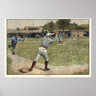 Baseball Player Thrown Out at Second Base Poster