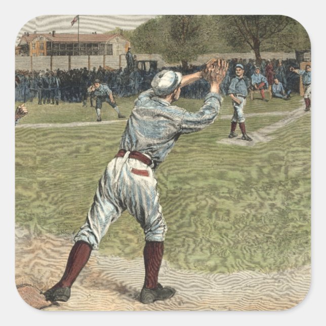 Baseball Player Thrown Out at Second Base Square Sticker (Front)