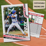 Baseball Player Trading Card Custom Red Grey<br><div class="desc">Introducing the Baseball Player Trading Card - a timeless tribute to the heart and soul of America's beloved pastime! Crafted with meticulous detail and boundless passion, this card isn't just a collectable - it's a cherished symbol of the game's enduring legacy. On the front side, ignite your team's passion! Customize...</div>