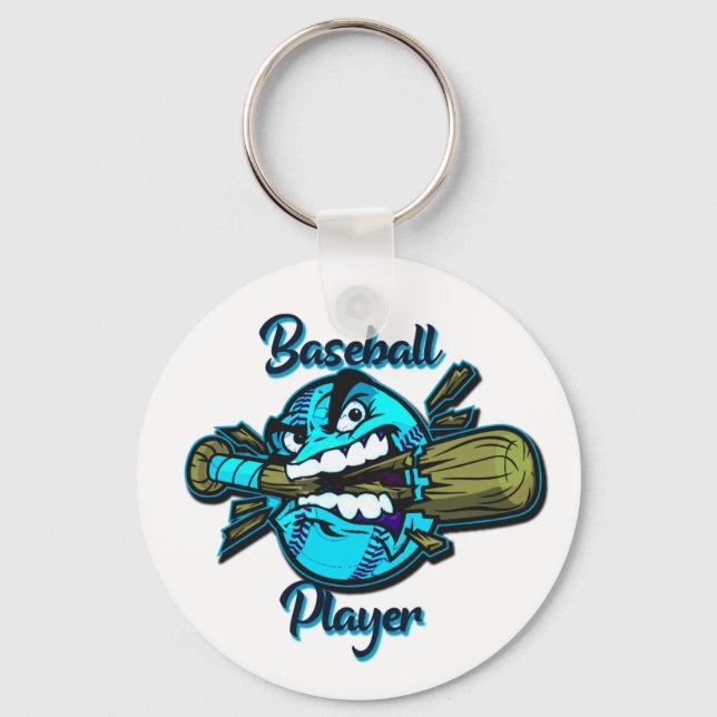 Baseball player trucker hat keychain (Front)