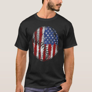 Baseball Player USA American Flag 4th Of July  USA T-Shirt