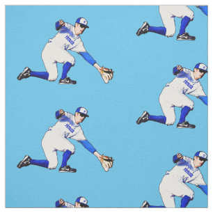 Baseball Player With Your Name Or Monogram Fabric