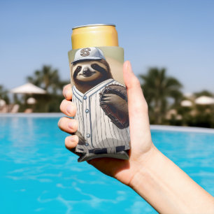 Baseball Playing Sloth, Seltzer Can Cooler