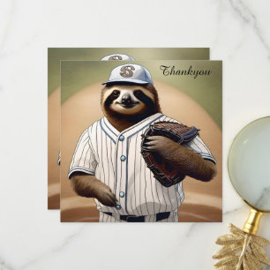 Baseball Playing Sloth, Thank You Card
