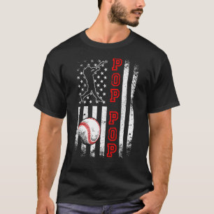 Baseball Pop Pop American Flag Vintage Baseball T-Shirt