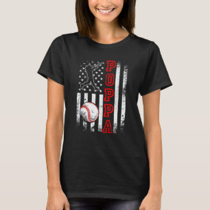 Baseball Poppa American Flag  Vintage Baseball T-Shirt