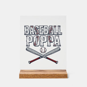 Baseball Poppa Vintage Engraving Shirt Design_1 Acrylic Sign