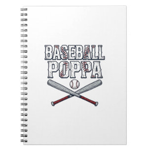 Baseball Poppa Vintage Engraving Shirt Design_1 Notebook