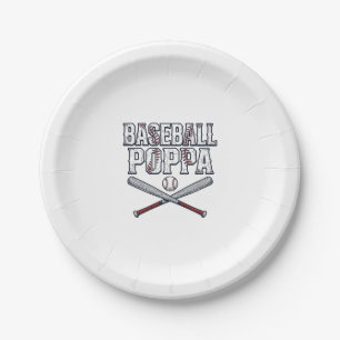 Baseball Poppa Vintage Engraving Shirt Design_1 Paper Plate